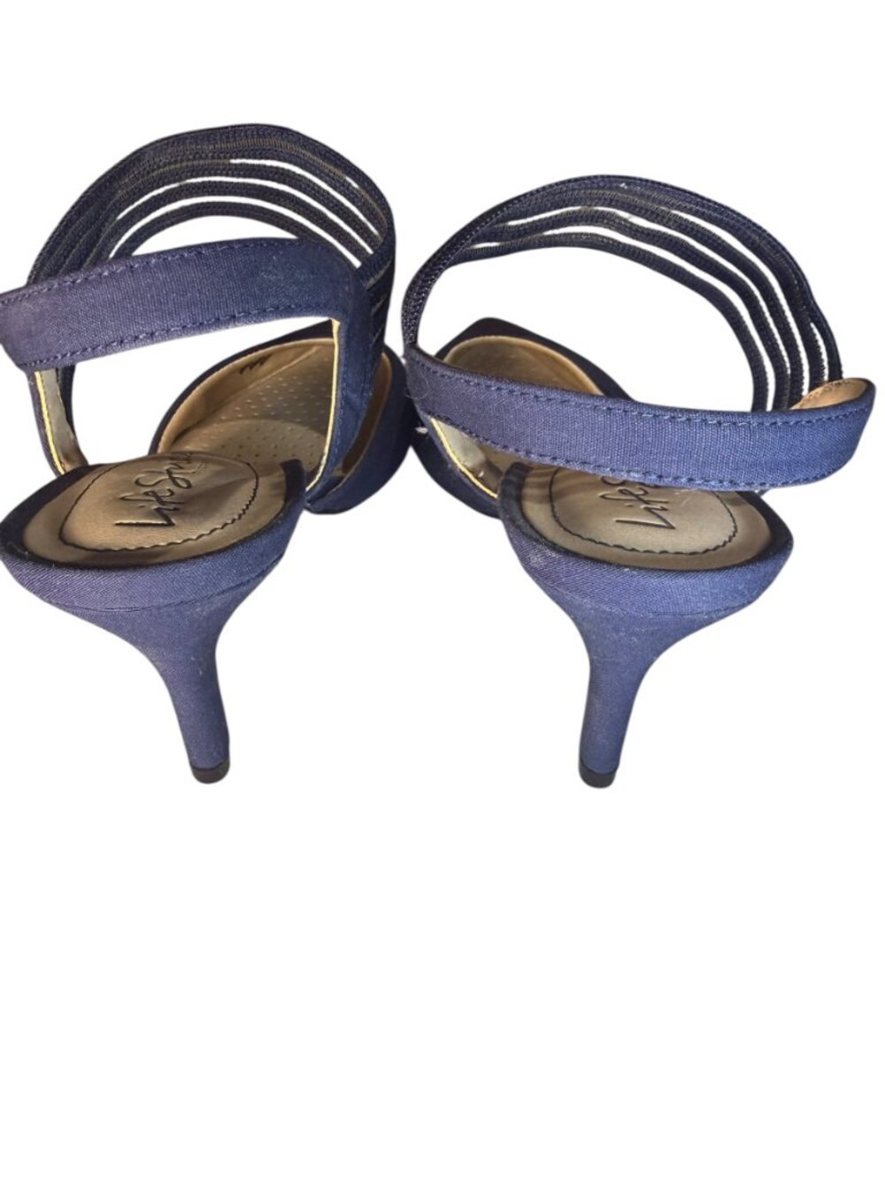 LifeStride 7 NEW Navy Blue Pointed Toe Heels Strappy Stretch Pump Size Comfort - Picture 5 of 9